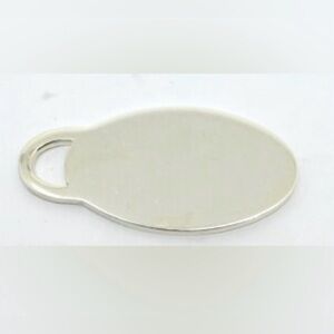 Tiffany & Co. Vintage 925 Silver Blank Lg Oval Tag Pendant Engraveable *READ*